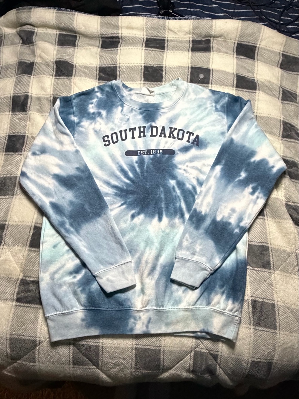 South Dakota Tie-Dye Blue Crewneck Sweatshirt